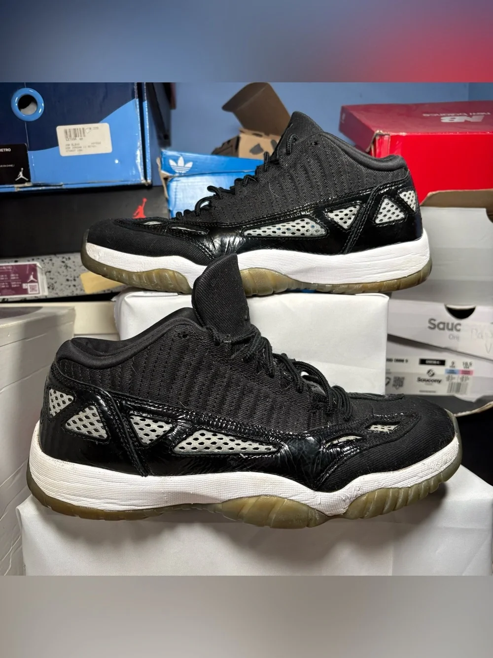 Size 9.5 - Air Jordan 11 Retro IE Low Black White